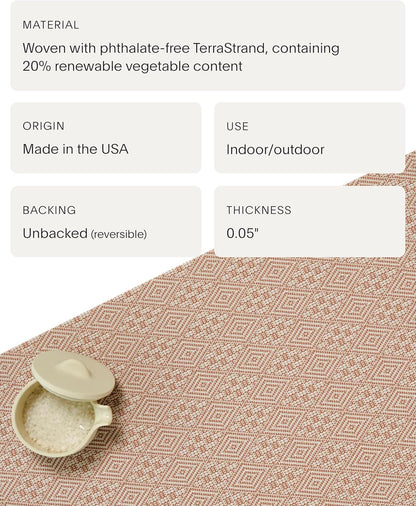 Martha by Martha Stewart | Chilewich Boxwood Placemats in Burnt Coral - Set of 4 - Easy Care Woven Tabletop Textiles - Indoor/Outdoor - 15" Round