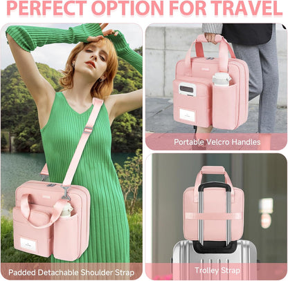 3 Ring Zipper Binder Bag, 3 Inch D-Ring 700 Sheet Capacity, Portable File Organizer with Removable Shoulder Strap & Multiple Pockets for School Office Travel Summer Study Back to School,Pink