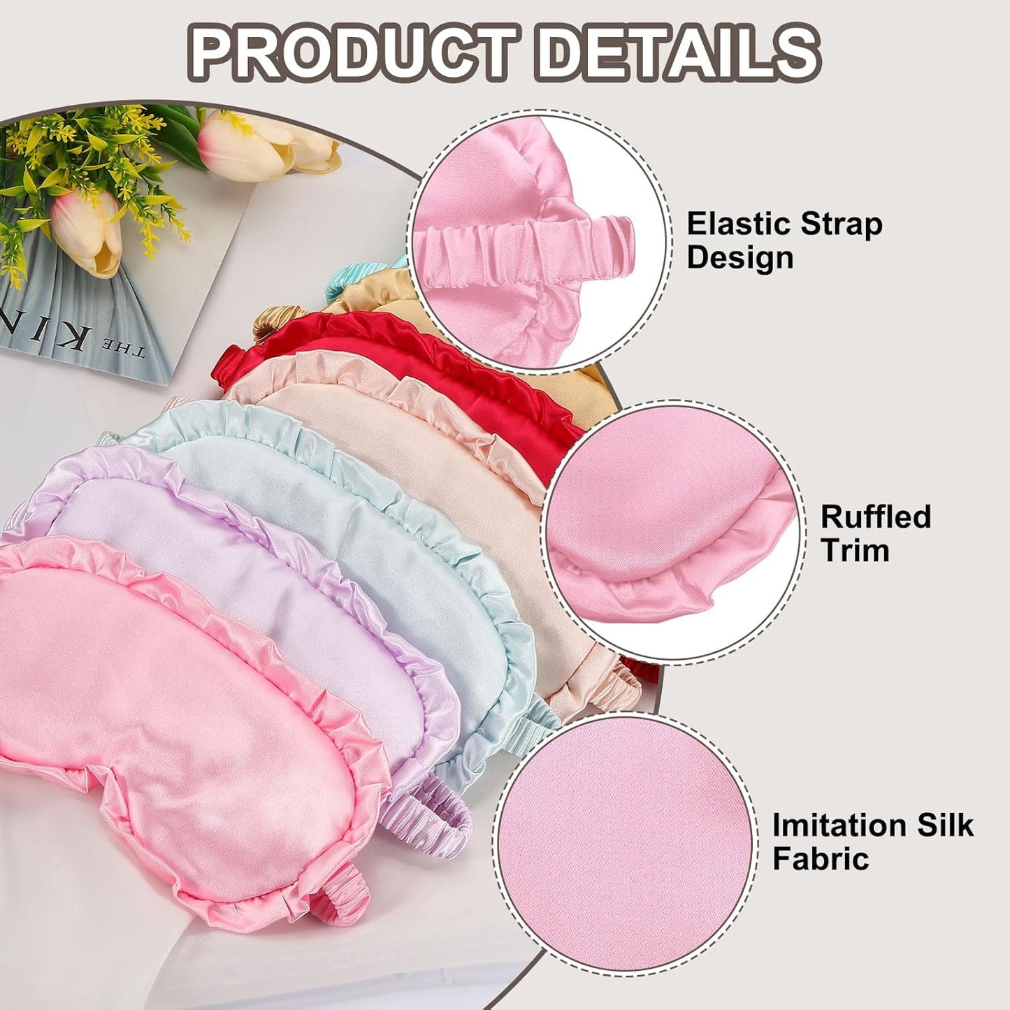 uxcell Silk Sleep Masks, Soft Satin Eye Protection Block Light Masks, Block Light Eye Sleep Cover with Adjustable Straps, Unisex for Nighttime Sleeping, Travel and Office Nap, Pink