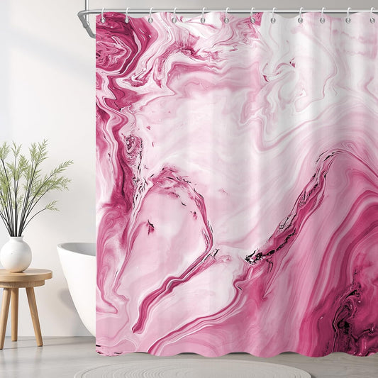 deFouliao Pink Marble Shower Curtain, Waterproof Shower Curtain for Bathroom Modern Abstract Art Faux Stone Pattern Bathroom Bathtub Home Decor with Hooks, Machine Washable, 72x78 Inch