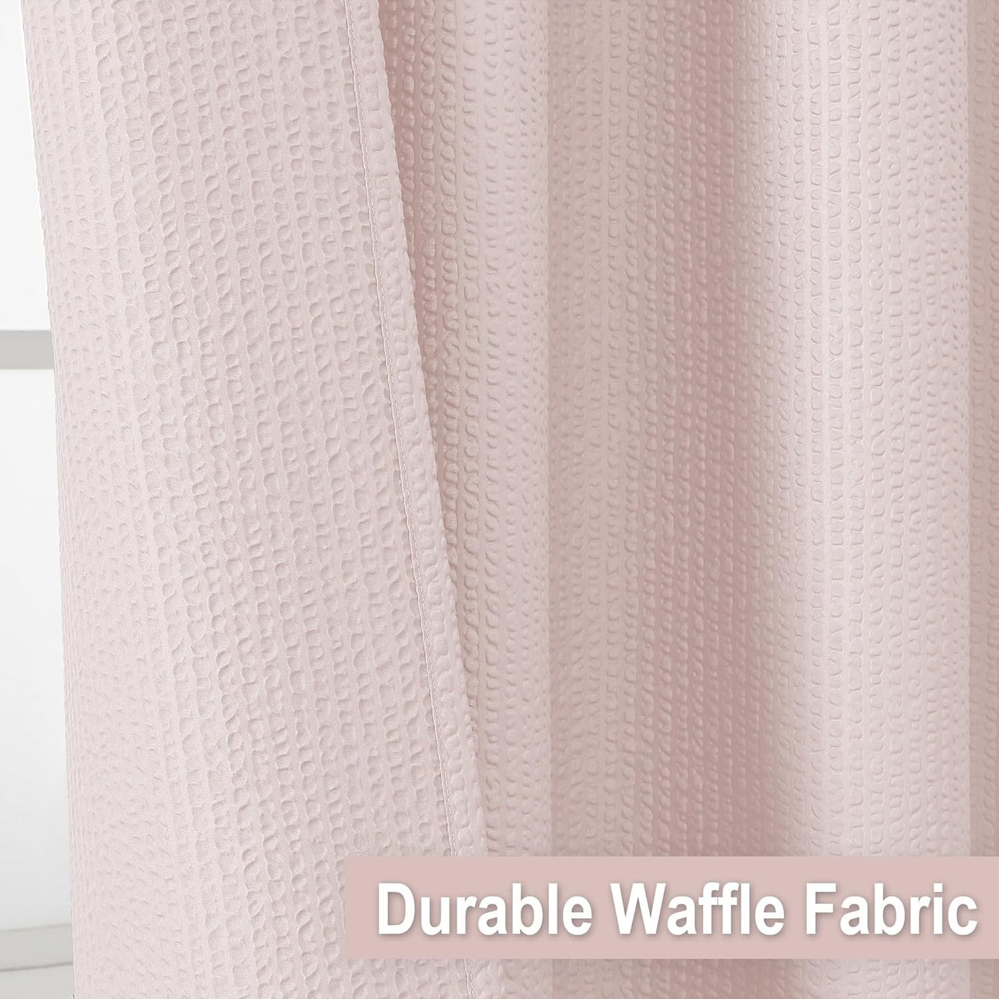 OVZME Berry Pink Shower Curtain, Kids Bathroom Curtain 72 Inch Long, 3D Embossed Fabric Waffle Shower Curtain, Luxury Hotel Quality Bathroom Curtain, 72 x 72 Inches