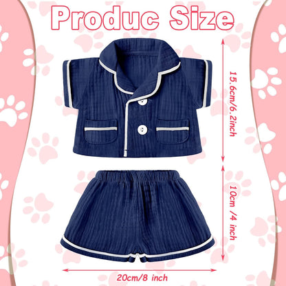 Hungdao 2 Sets Bear Clothes Pajamas Pink and Blue Bear Clothes Outfits Fits Most 14-18 Inch Cute Stuffed Animal Clothe Accessories Make Your Own Plush Animals