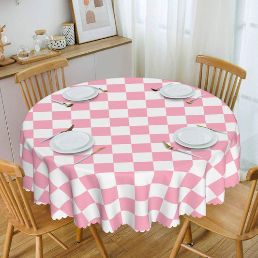 Ohocut Checkered Table Cloth, Classic Checkerboard Tablecloth for Picnic, Party, Dinner Table Cover, Waterproof Washable Wrinkle Resistant (Pink, 60''x60'' (Round))