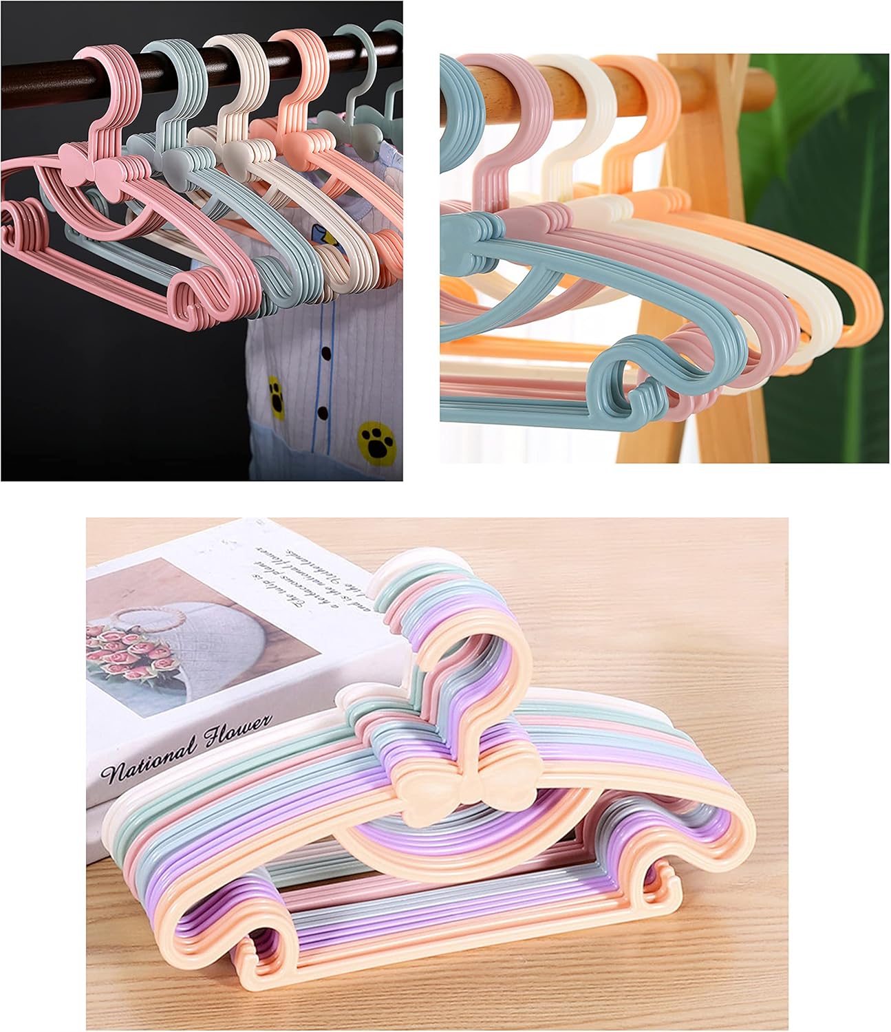 YYaaloa 10pcs Kids Clothes Hangers - Baby & Toddler Plastic Hangers (Pink, 10pcs)
