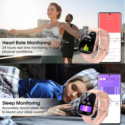 Csasan Smart Watch for Men Women(Answer/Make Call), 1.91" HD Screen Smartwatch Heart Rate/Sleep/Steps Monitor, 100+ Sports Fitness Watch, IP68 Waterproof Activity Trackers for Android iOS Pink