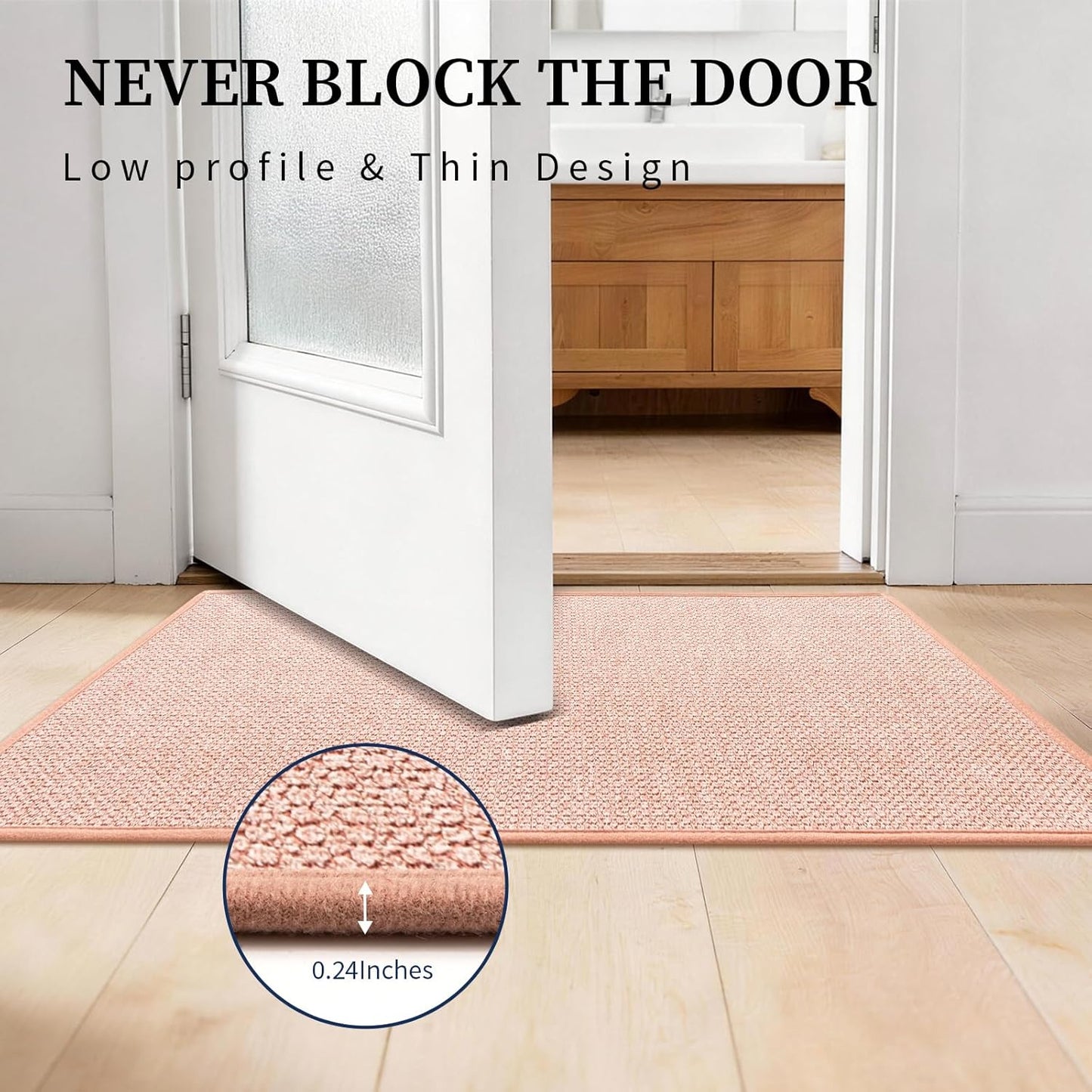 YIHOUSE Pink Bathroom Rugs Sets 2 Piece, Quick Dry Thin Bath Mat with Toilet Rug, Non Slip Absorbent Machine Washable, Bath Rugs for Tub Sink Home Decor (17"x24" + 17.5"x24" U-Shaped)