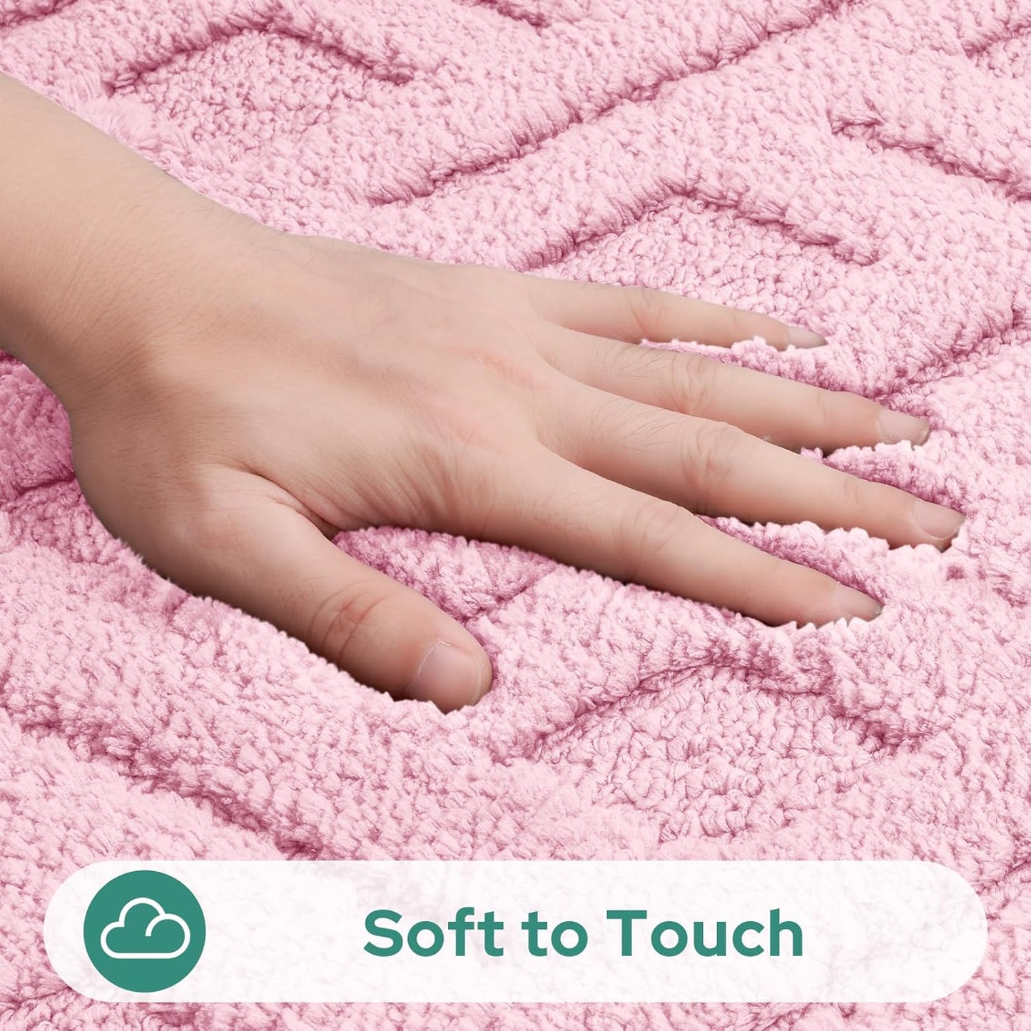 HOMEIDEAS Light Pink Bathroom Rug Set 2 Piece, Soft Microfiber Tufted Bath Mats, Super Absorbent Non Slip, Machine Washable Bathroom Rugs for Tub, Shower and Floor, 20" x 32" Plus 16" x 24"