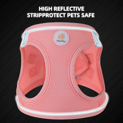 Hipubby Dog Harness and Leash Set, No Pull Soft Mesh Puppy Harness for Small Medium Dogs, Cats - Step in Reflective Breathable Lightweight Vest Harness for Walking, Training - Pink, S