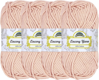 JubileeYarn Lacery Yarn - 100g/Skein Chunky Cotton - Blushed Peach - 4 Skeins