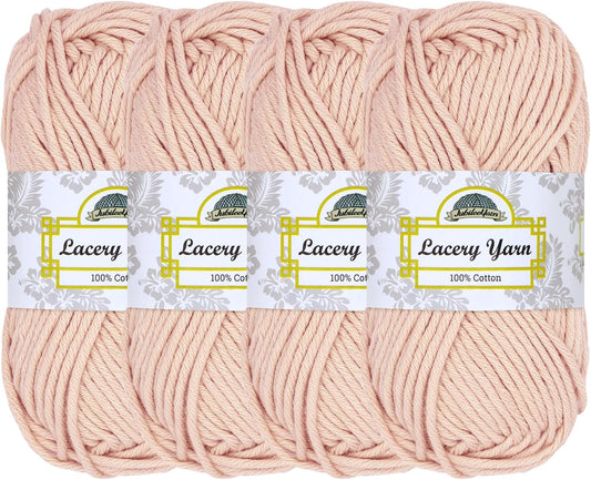 JubileeYarn Lacery Yarn - 100g/Skein Chunky Cotton - Blushed Peach - 4 Skeins