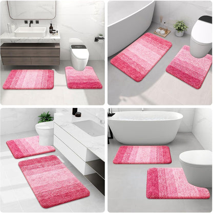 Arotive Microfiber Bathroom Rugs, Shaggy Soft and Absorbent Bath Rug, Non-Slip, Thick Plush Machine Washable Dry Bath Mats for Bathroom, Tub and Shower, 36x24, Pink, Rectangular