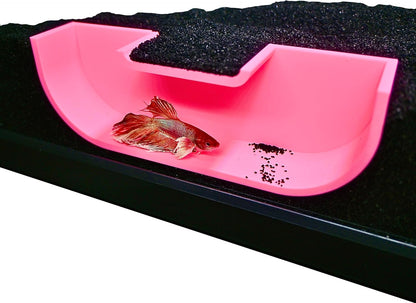 Underground Tunnel Hideout Cave | Aquarium Hide for Small Fish & Shrimp | Viewing Betta Fish Rest Hammock Enrichment Toy | Tank Accessories Decorations Toys Decor (Pink)