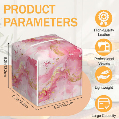 Blue Pink Gold Liquid Marble 2 Pcs Tissue Box Holder Square Tissue Box Cover Facial Cube Napkin Organizer Dispenser for Bedroom Office Bathroom Decor