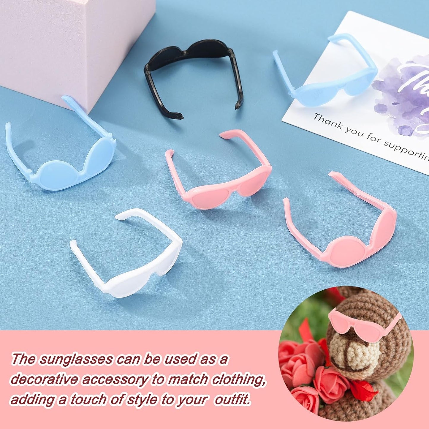 PATIKIL 84 Pcs Mini Figures Sunglasses, 1.3" Plastic Miniature Glasses Figures Costume Eyeglasses for Crafts Figures Making Supplies Accessories Cat Decoration, Pink