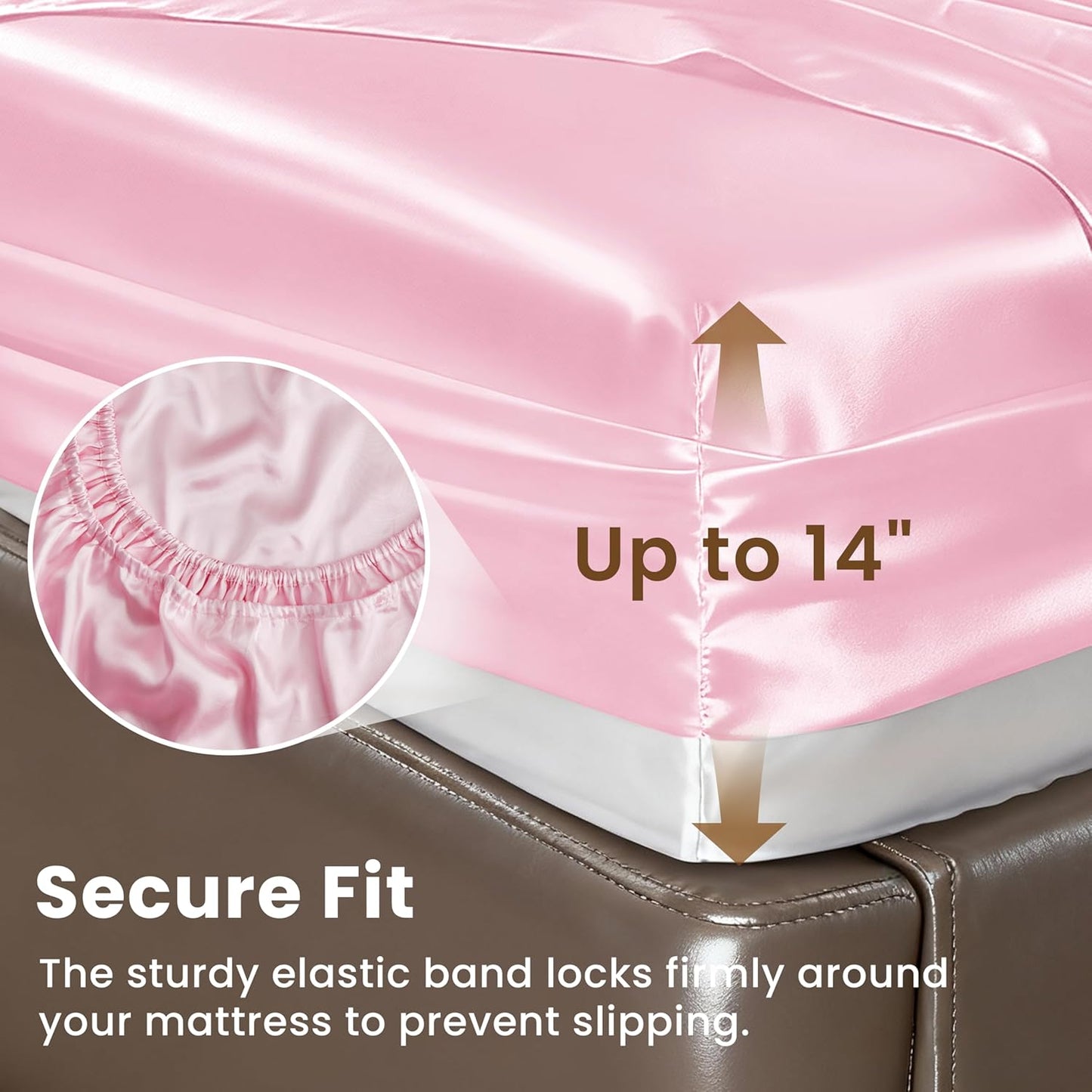 Love's cabin Satin King Sheet Sets - 4 Piece Pink Silky Sheets King Size Bed Set with Deep Pocket, Luxury Silk Feel King Size Satin Sheet Set (1 Flat Sheet,1 Fitted Sheet,2 Pillow Cases)