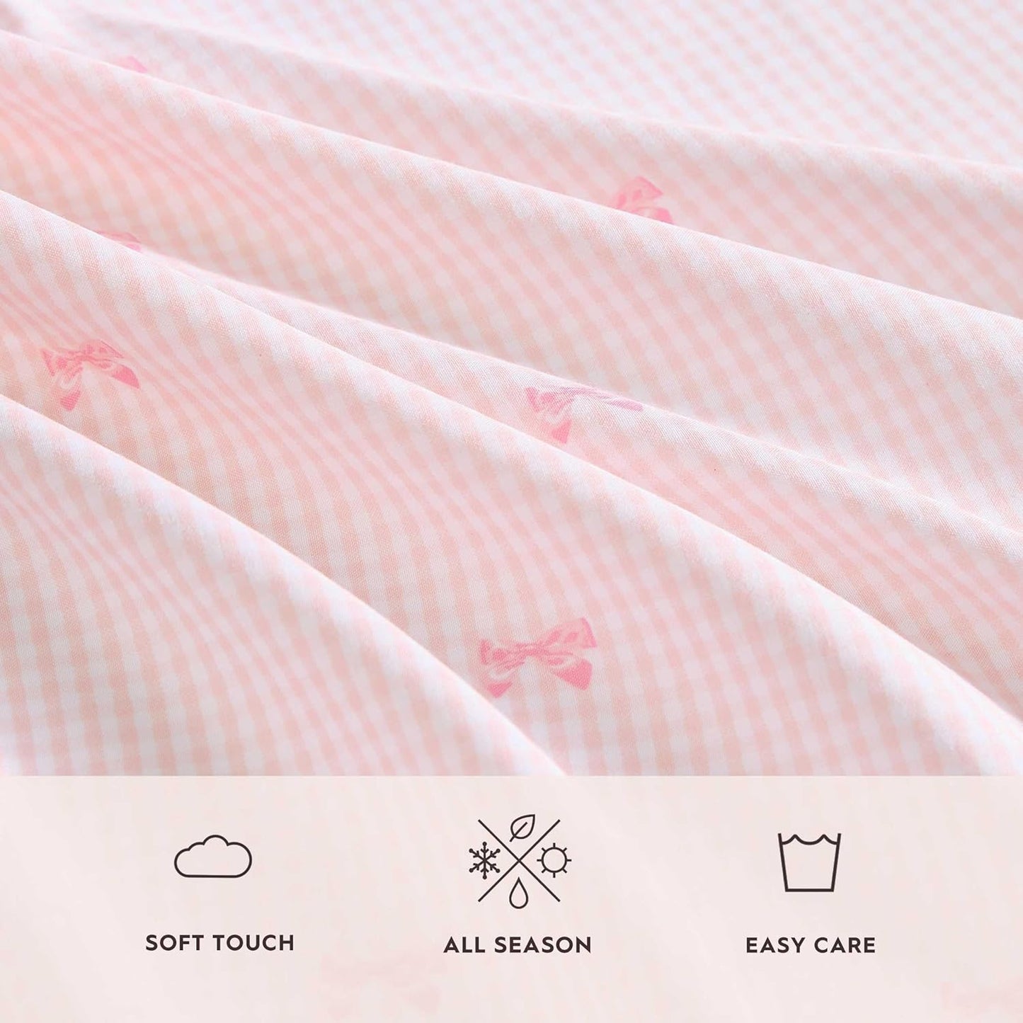 Laura Ashley Kids - Queen Sheet Set, Soft & Wrinkle-Resistant Toddler Bedding Set, Deep Pockets, Girl Bed Sheets with Matching Fitted Sheet & Pillowcases (Tiny Bows Pink)