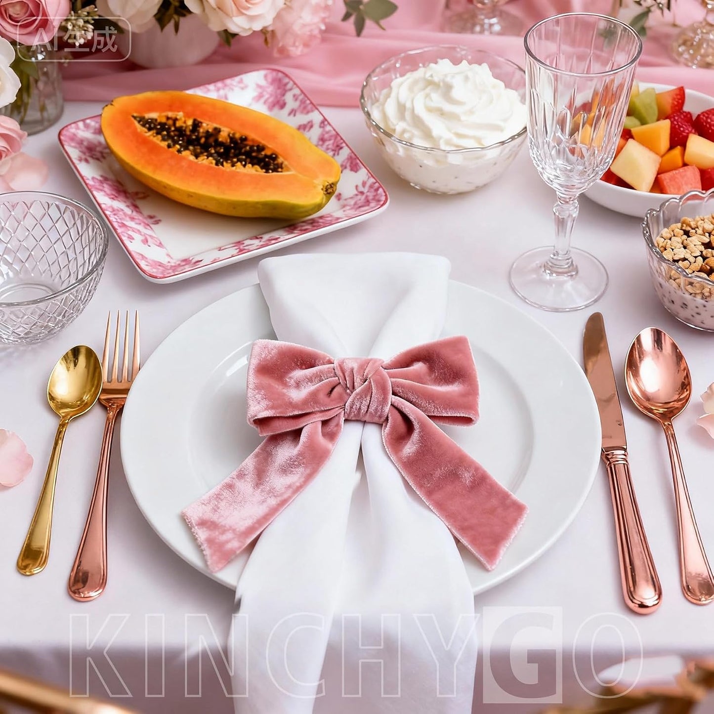 15 Pack Napkin Rings Velvet 4.05 x 4.92 Inch Bow Serviette Ring Holder for Valentine's Day Wedding Party Table Decor (Pink)