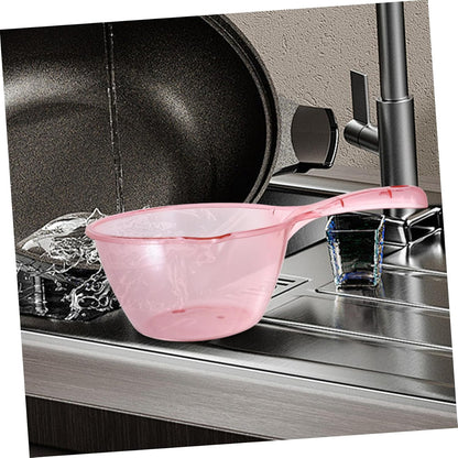 ABOOFAN 3pcs Kitchen Water Ladle with Long Handle Thickened Transparent Household Water Scoops for Bathing Gardening and Kitchen Use Includes Pink Light Green Brown