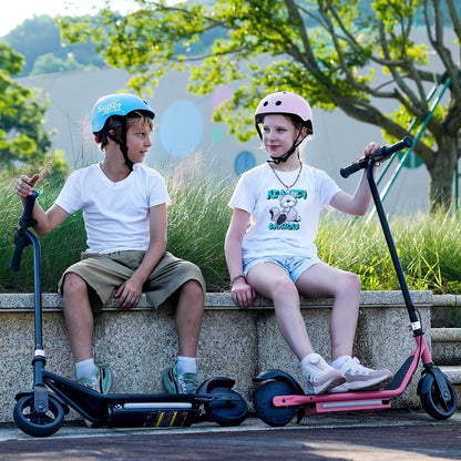 iScooter IK3 Serious Electric Scooter for Kids Aged 6-12, 3/6/10MPH Speed, Dual Brake System, 3 Heights (IK3Pro), Magnetic Charging, Colorful Lights, LED Display, 150W Motor Kids Scooter
