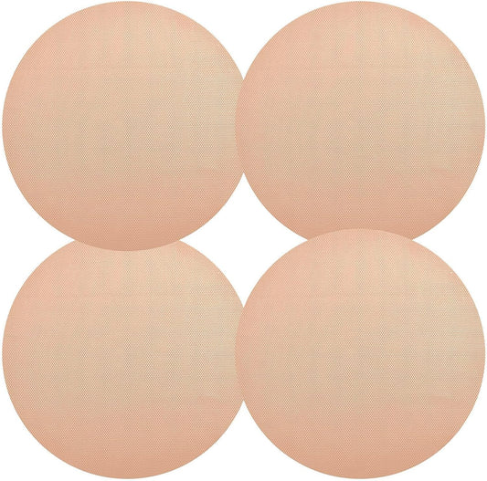 Soft Peach Netural Color Round Placemats Set of 6 Washable Place Mats Heat Resistant Non-Slip Table Mats for Dining Table Decor