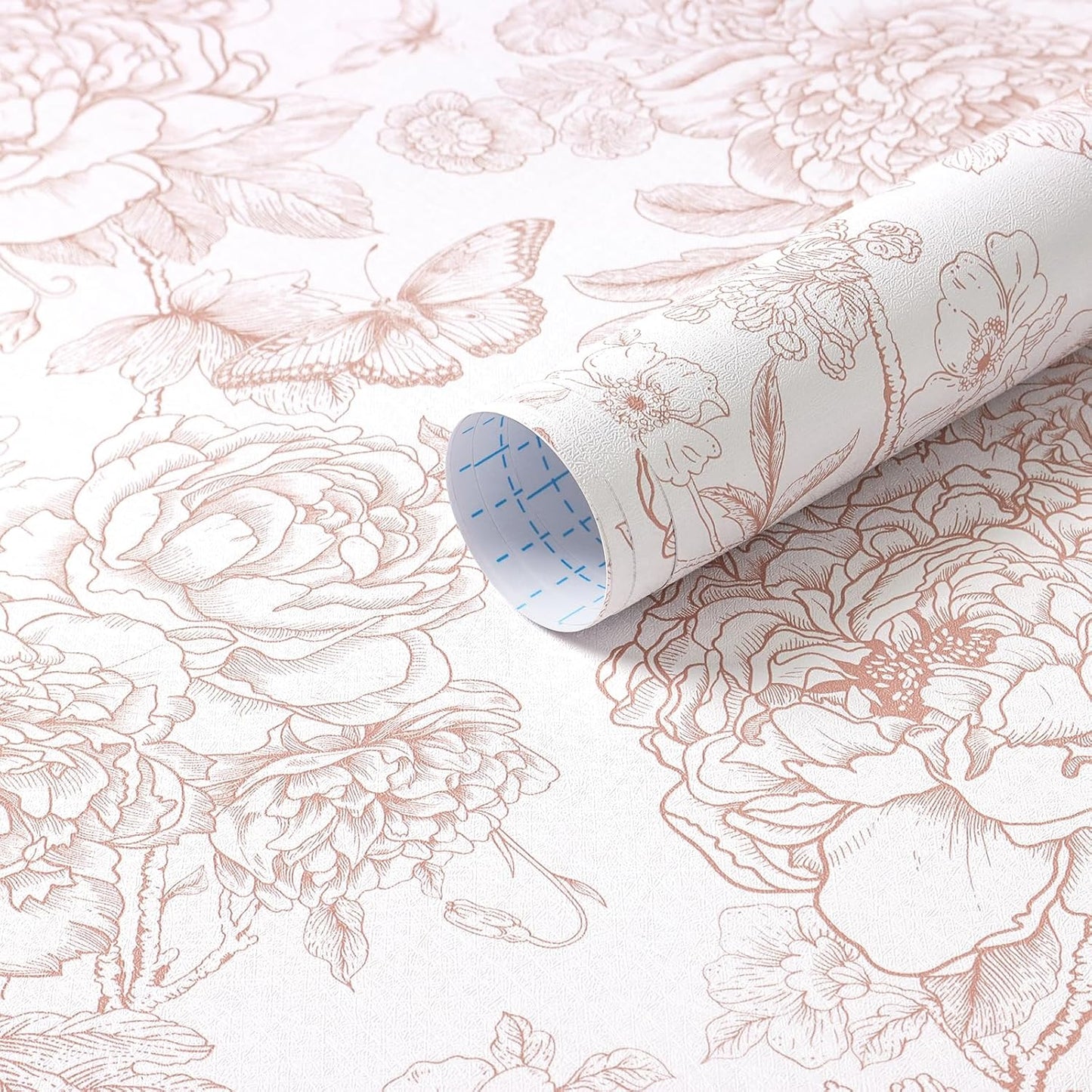 Safiyya Floral Peel and Stick Wallpaper Pink and White Contact Paper Boho Wallpaper for Bedroom Peony Wall Paper for Bathroom Removable Self Adhesive Vinyl Rolls 17.3''×78.7''
