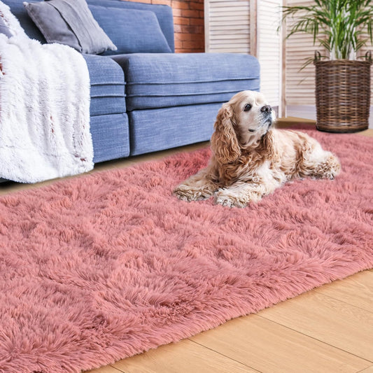 ISEAU Runner Rug for Bedroom, Dorm, College, Apartment, 2x6 Feet Shag Area Rug with Upgrade Non Slip, Fluffy Carpet Runner for Hallway, Fuzzy Soft Living Room Rugs for Girls Bedroom Decor, Blush