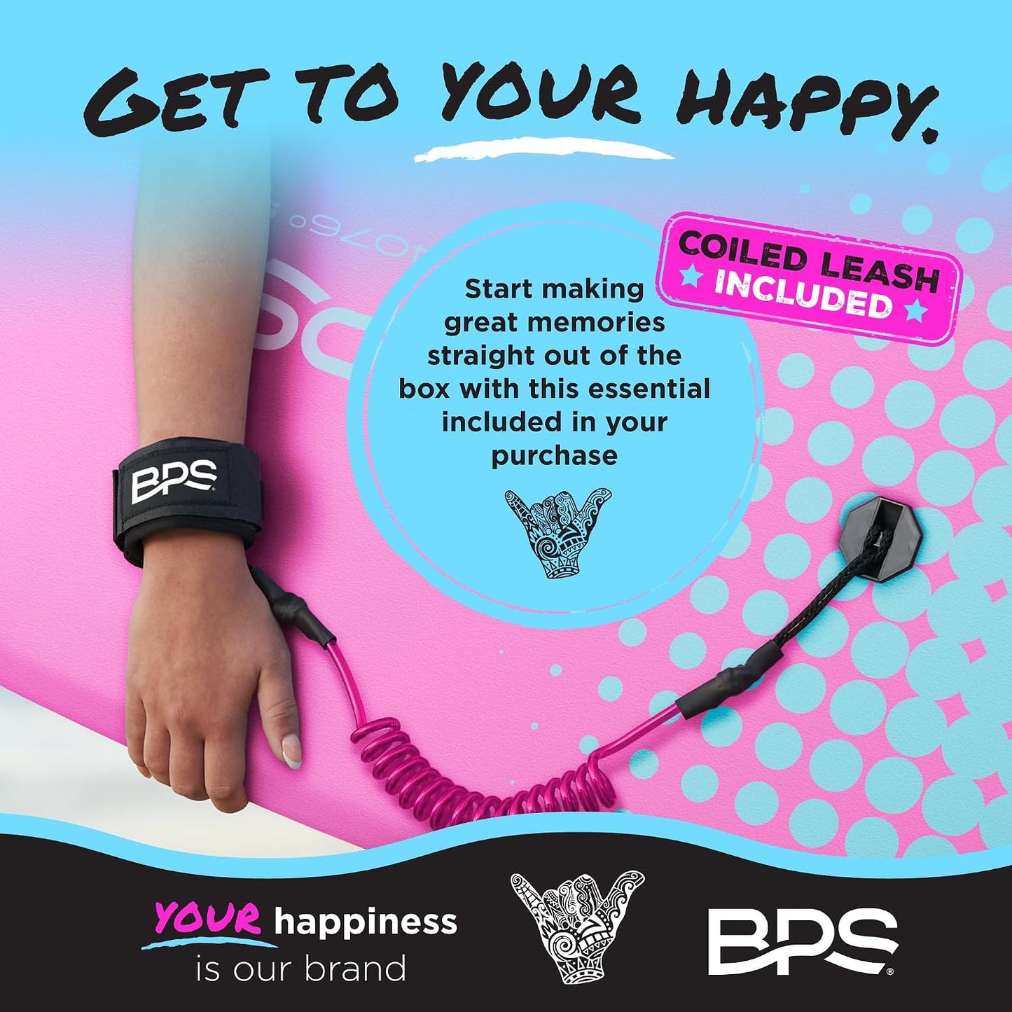 BPS 'Storm' Bodyboard with Premium Coiled Leash - Lightweight with EPS Core, Durable for All Wave Conditions