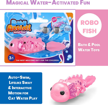 Robotic Activated Electric Baby Axolotl Fish Kids Baby Bath Toys Interactive Toys Ideal for Shower, Bathtub, Pool ( 2-Pack Pink /Purple) for Kids 18M+