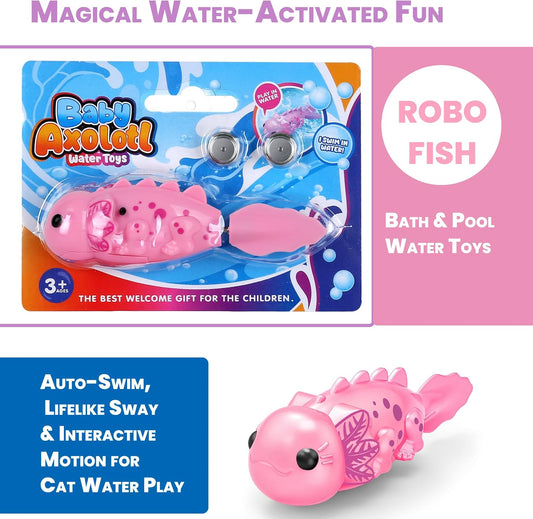 Robotic Activated Electric Baby Axolotl Fish Kids Baby Bath Toys Interactive Toys Ideal for Shower, Bathtub, Pool ( 2-Pack Pink /Purple) for Kids 18M+