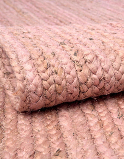 Unique Loom Braided Jute Collection Area Rug - Dhaka (3' 3" x 5' 1" Oval, Light Pink)