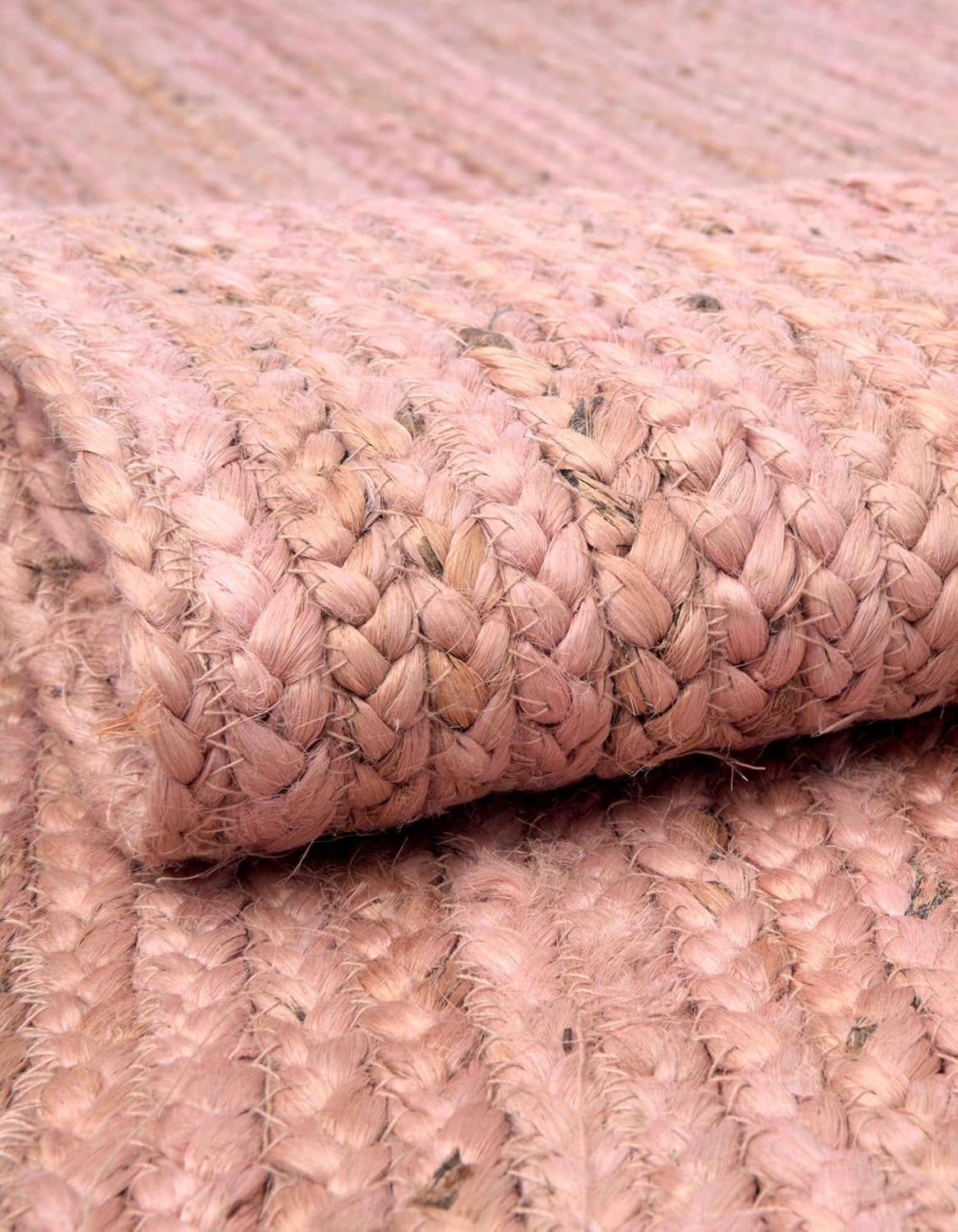 Unique Loom Braided Jute Collection Area Rug - Dhaka (3' 3" Round, Light Pink)