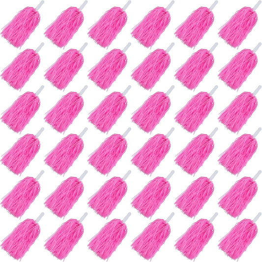 HAVAGDTM 36PCS Cheerleading Pom Poms Metallic Foil Plastic Pom Poms with Baton Handle for Game Sports Squads Dancing Party Football Basketball Club Spirit Sports Stage Performance Celebration