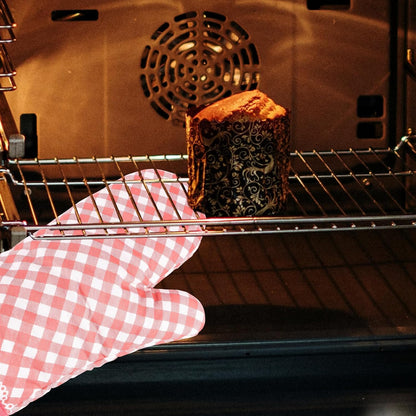Heat Resistant Oven Mitts and Potholders Set Quilted Cotton Gloves with Lace Edge Non-Slip Cooking Gloves for Baking and Microwave Use 4pcs Pink