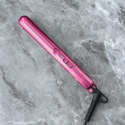 Terviiix Mini Flat Iron for Bangs Short Hair Edges, 1/2 Inch Small Ceramic Hair Straightener and Curler 2-in-1, Travel Flat Iron with Dual Voltage, 430F Fast Heat, Pouch - Pink