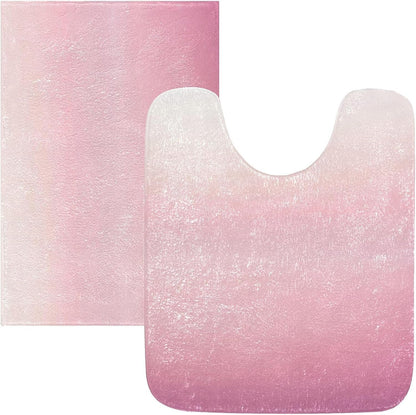 Minimalist Pink Plush Rectangle Bath Rug, Soft Absorbent Fluffy Bathroom Mat with Non Slip TPR Backing for Shower Sink Floor, 16 x 24 in