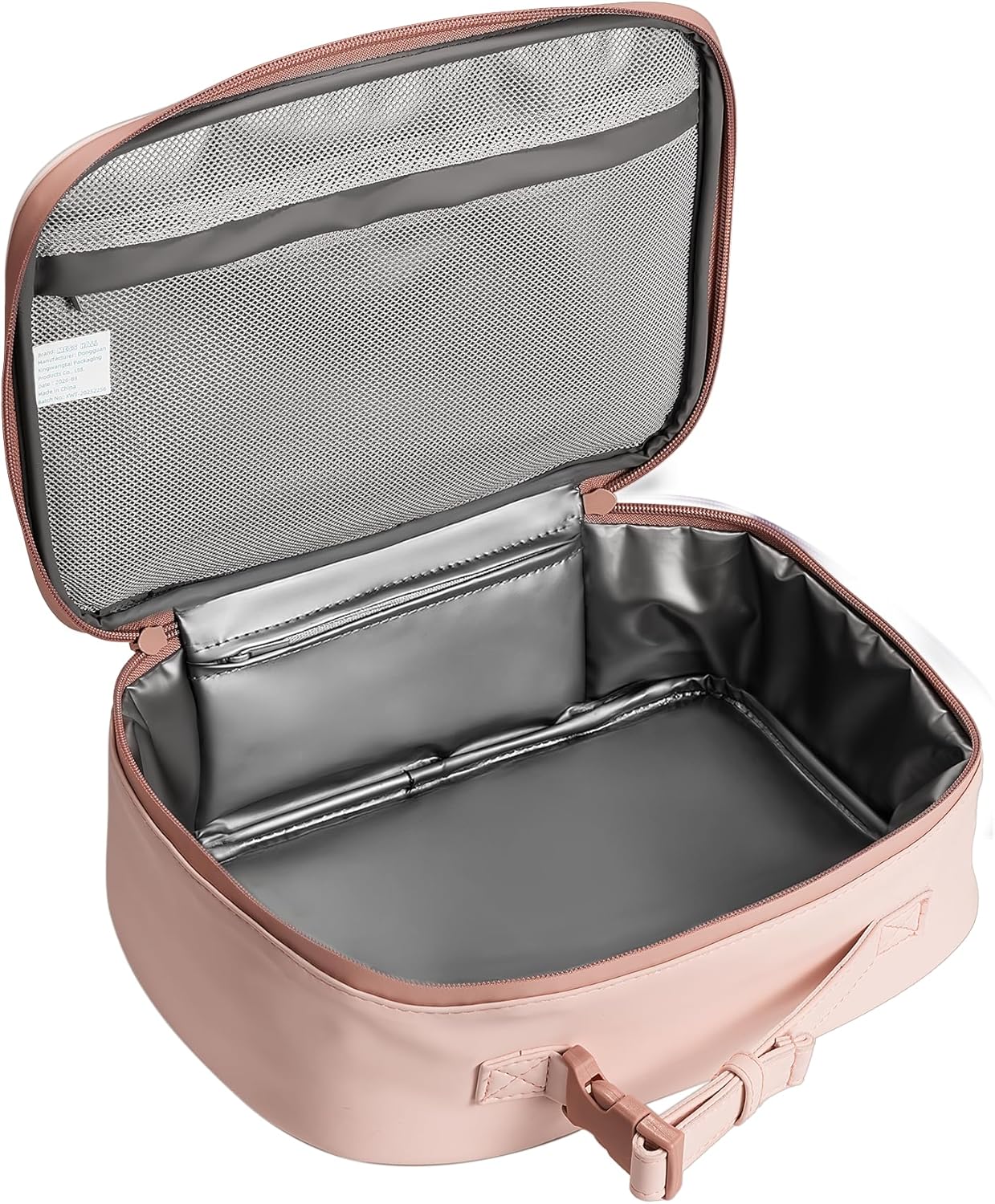 Mess Hall Insulated Lunch Bag Leak Resistant Soft Shell Cooler Box with AirTag Pouch, Adjustable Handle, Pink Rose Quartz, Easy Clean for Work School Office Men Women Kids