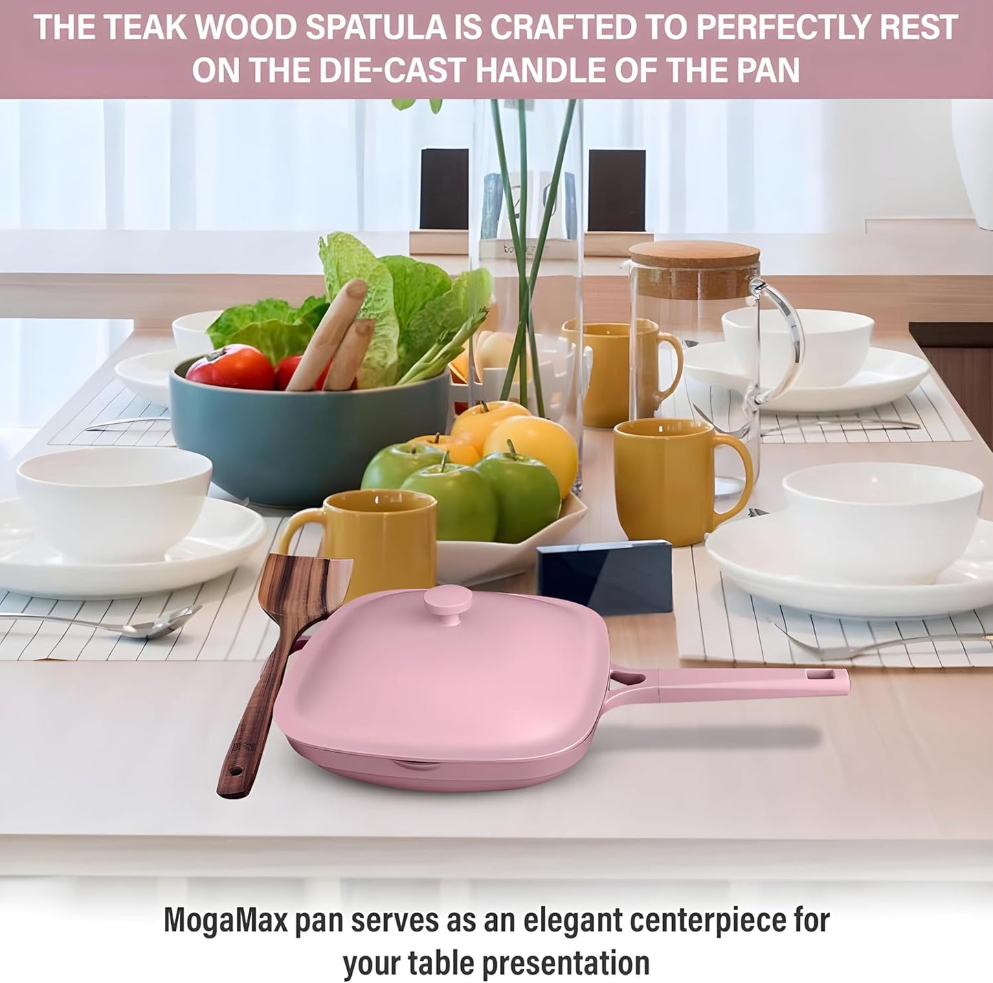 11" Square Ceramic Nonstick Frying Pan with Lid & Steamer Basket – Deep Saute Pan Skillet, PFAS-Free Non Toxic Cast Aluminum, Induction Compatible, Dishwasher Safe, Pink