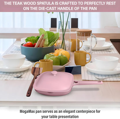 11" Square Ceramic Nonstick Frying Pan with Lid & Steamer Basket – Deep Saute Pan Skillet, PFAS-Free Non Toxic Cast Aluminum, Induction Compatible, Dishwasher Safe, Pink