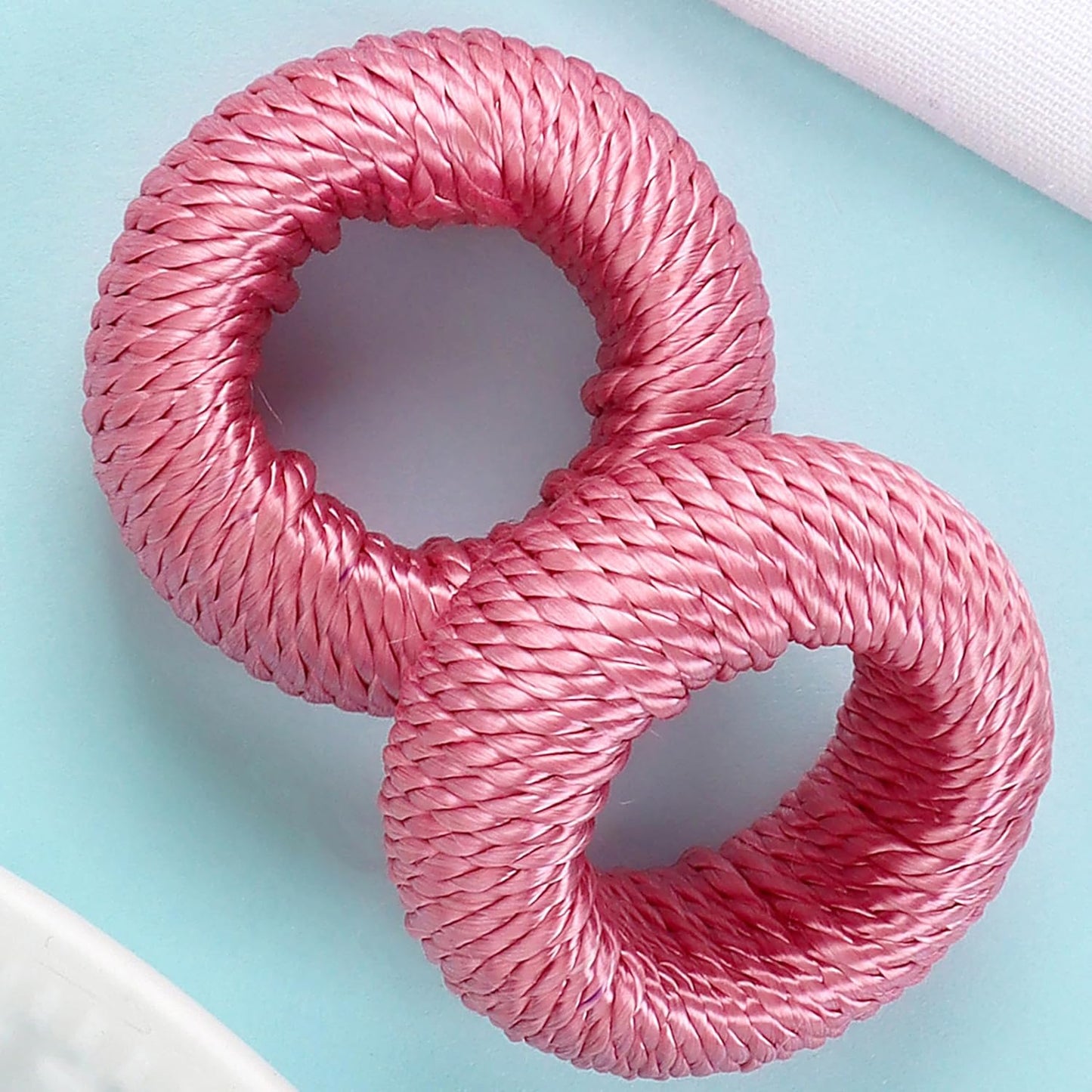 ALPHA Living HOME Napkin Rings for Dinner Table Set of 12 - Handmade Rayon Farmhouse Table Decor, Boho Chic Wedding Accessories, Holiday Party Decor, Dining Table Setting (Pink)