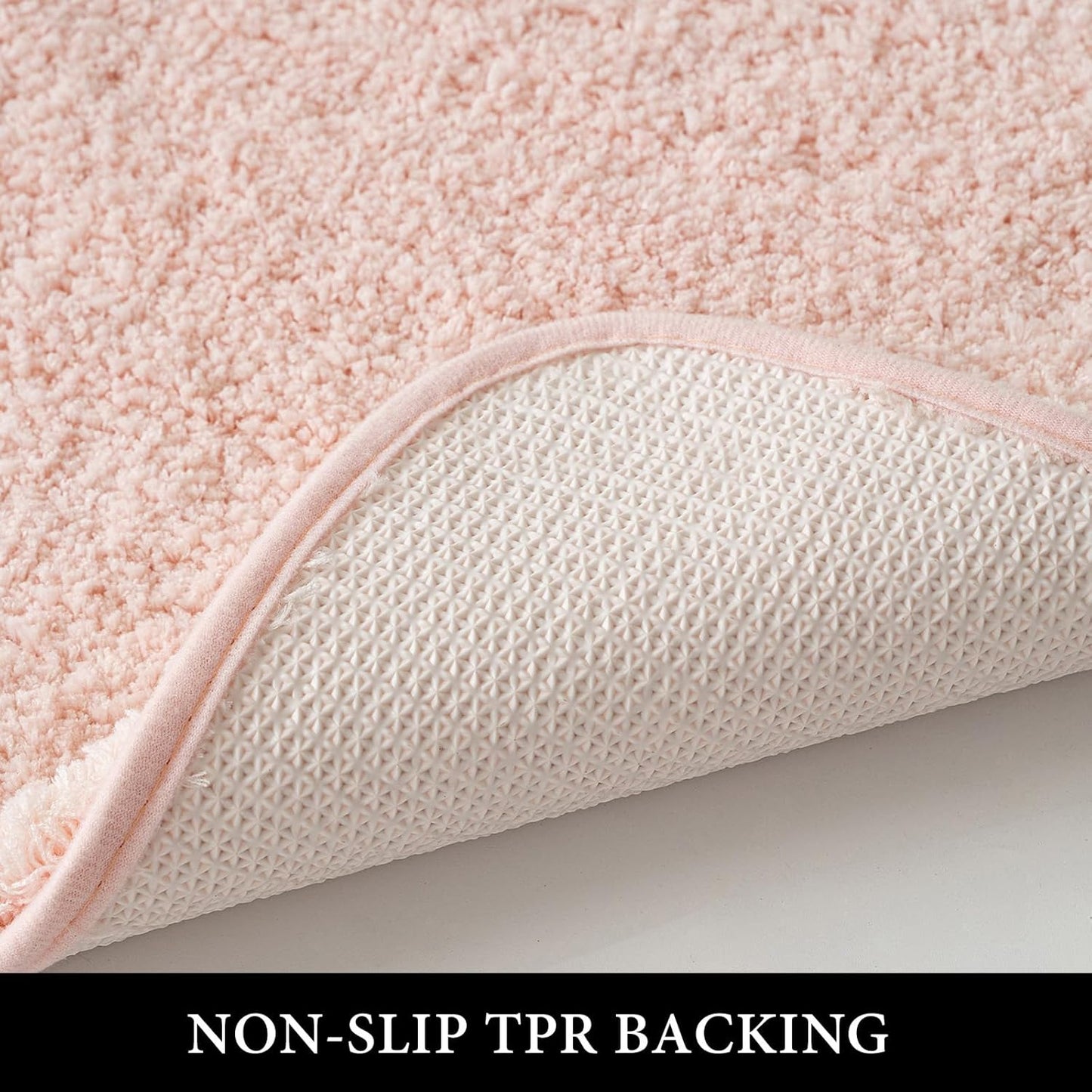 MIULEE Blush Bathroom Rugs Set 2 Piece, Small Soft Absorbent Microfiber Bath Mat Set, Non Slip Quick Dry Machine Washable Plush Shaggy Bath Rugs for Bathroom Floor, Tub and Shower, 16x24 inches