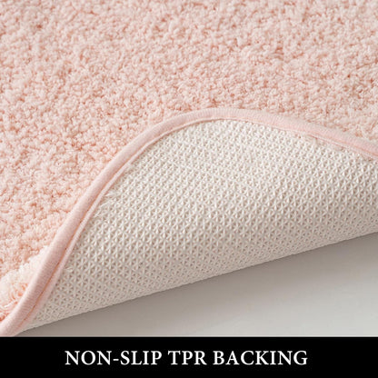 MIULEE Blush Bathroom Rugs Set 2 Piece, Small Soft Absorbent Microfiber Bath Mat Set, Non Slip Quick Dry Machine Washable Plush Shaggy Bath Rugs for Bathroom Floor, Tub and Shower, 16x24 inches