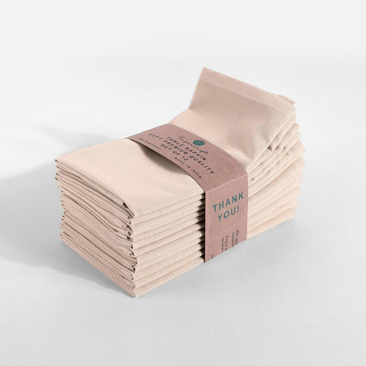 FINGERCRAFT Dinner Cloth Napkin Cotton Linen Blend 12 Pack Natural Premium Quality Mitred Corner for Every Day Use Pre Shrunk and Good Absorbency 18x18 in Easter Color Peach