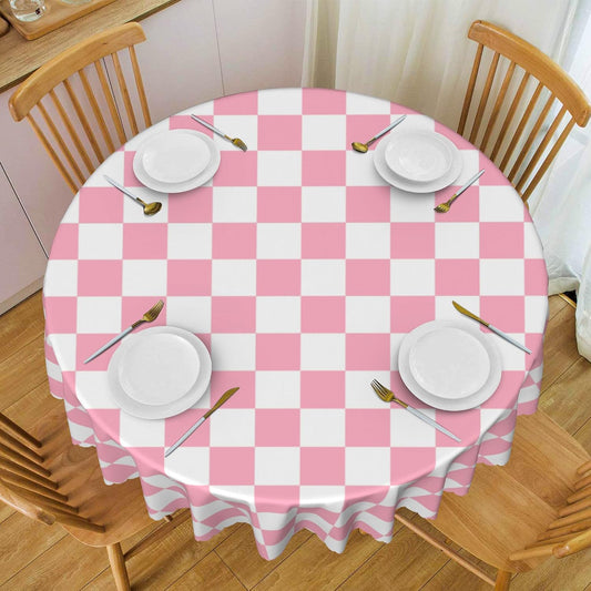 Ohocut Checkered Table Cloth, Classic Checkerboard Tablecloth for Picnic, Party, Dinner Table Cover, Waterproof Washable Wrinkle Resistant (Pink, 60''x60'' (Round))