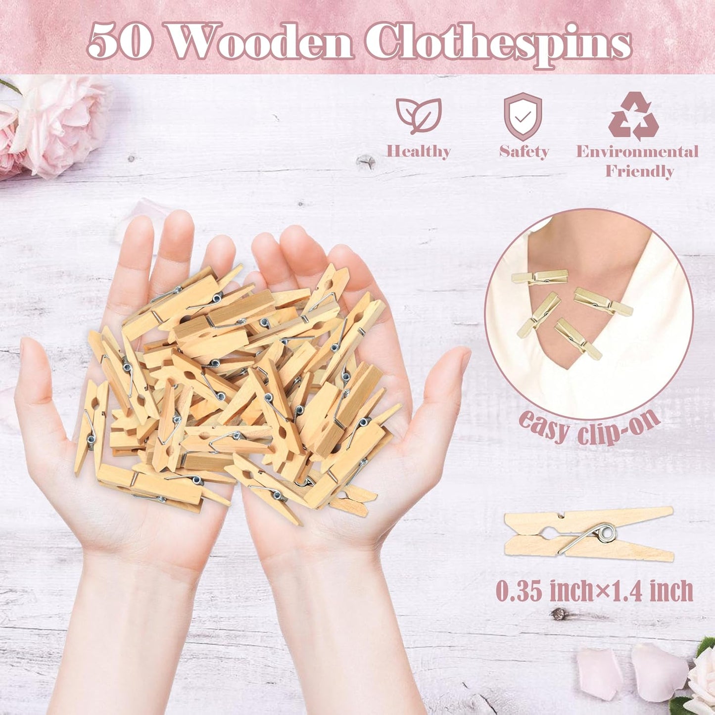 Peach Don't Say Baby Clothespin Game, Pack of 1 Wooden Tabletop Sign with Stand and 50 Mini Natural Clothespins, Sweet Peach Baby Shower Game, Gender Reveal Party Decorations - QX15