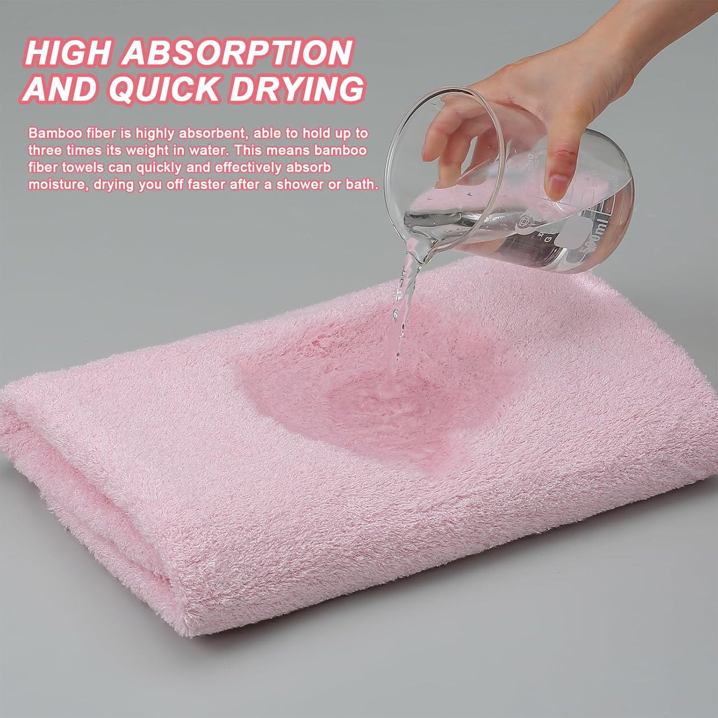 Aibaser Bath Towels, 27x54inch - Natural, Ultra Absorbent Towels for Bathroom, Travel, Gym, Shower and Spa (6 Piece Set) (Pink)