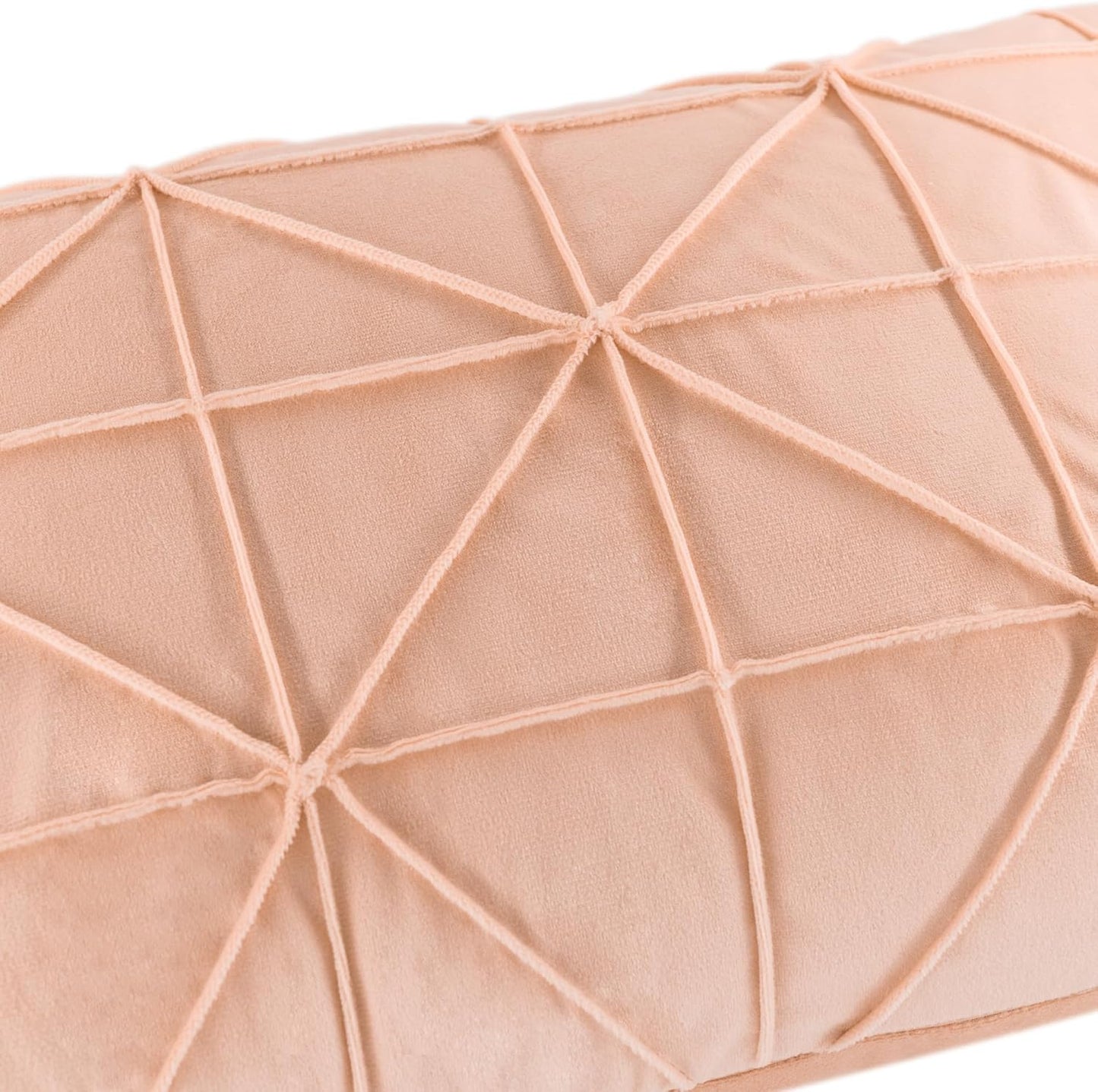 JWH Velvet Pillow Covers Decorative Line Throw Pillow Case Lumbar Pillowcase Soft Cushion Cover for Bed Couch Bedroom Chair Sofa 14x24 Inch Peach Pink