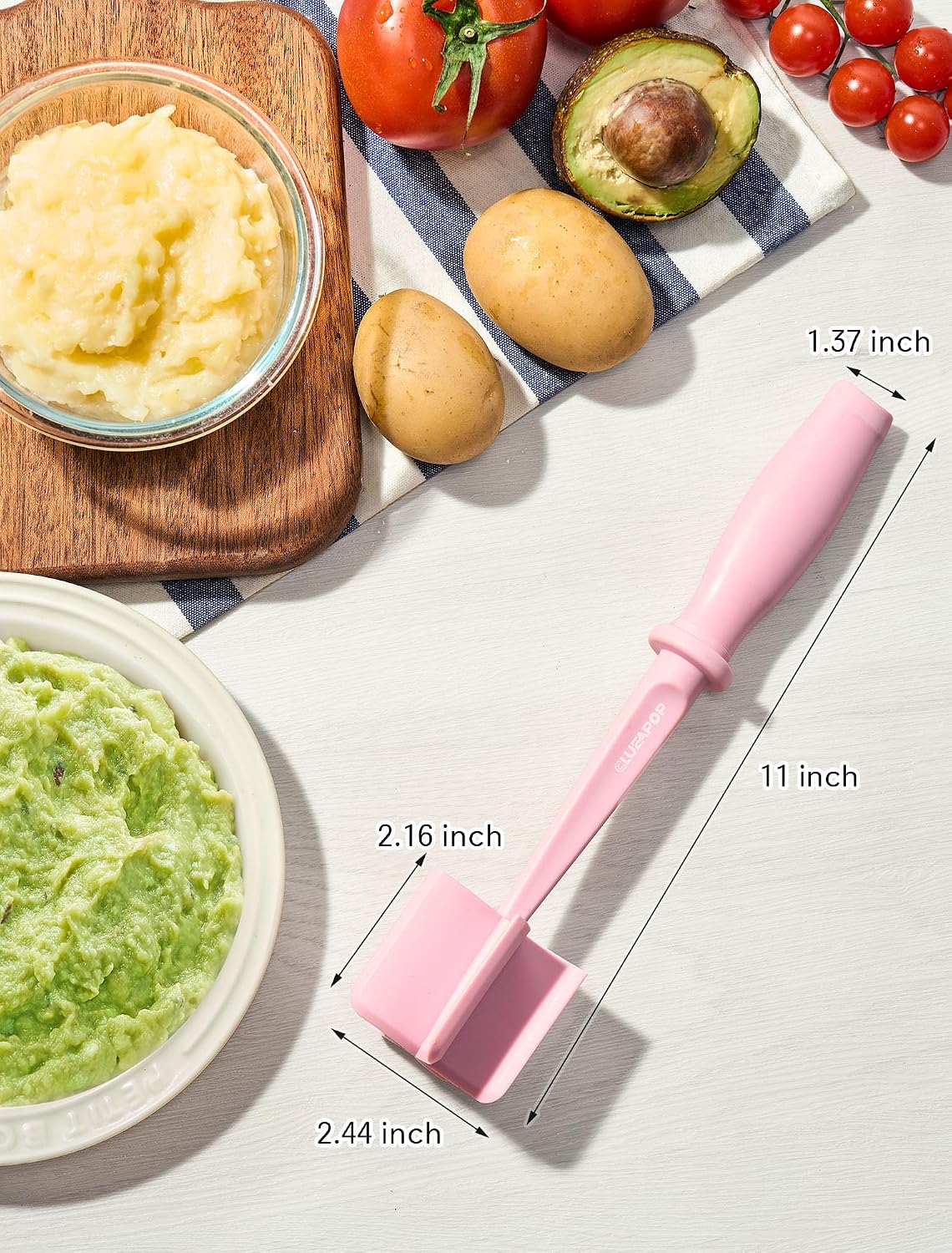 Upgrade Meat Chopper, Heat Resistant Meat Masher for Hamburger Meat, Ground Beef Smasher, Nylon Hamburger Chopper Utensil, Non Stick Mix and Chop, Potato Masher Tool