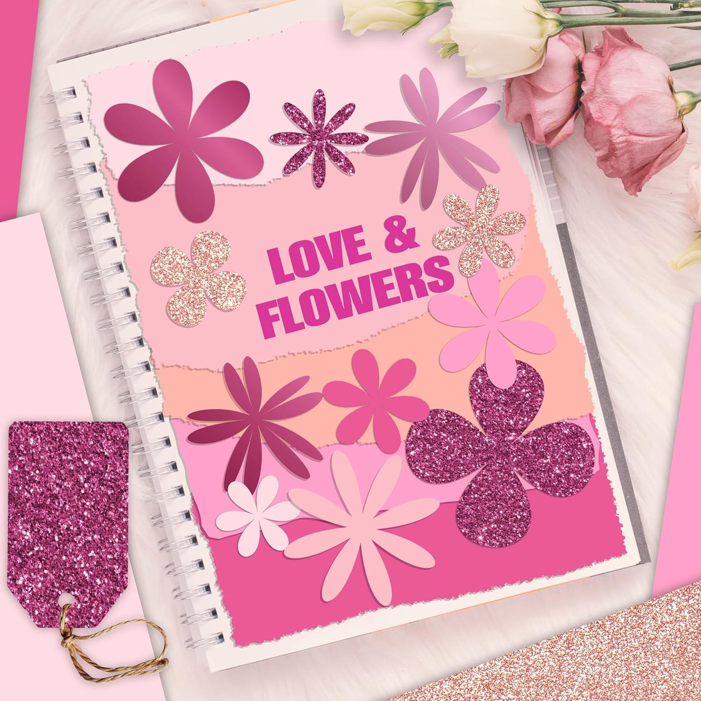 36 Sheets 12x12 Pink Cardstock Scrapbook Decorative Paper - 220gsm Pink Solid Glitter Shimmer - for Card Making Journaling Origami Scrapbook Paper Scrapbooking Supplies Spring
