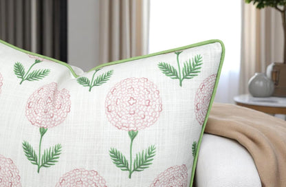 Blush Pink Botanical Print Throw Pillow Cover - 20x20 Inch Cotton Blend - Konkan Floral