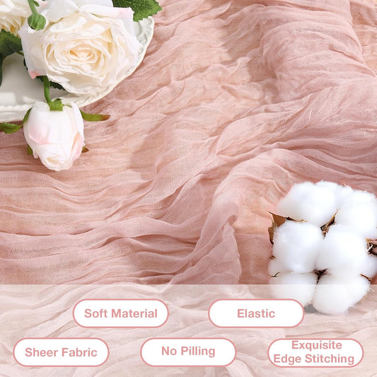Table Runner Cheesecloth 3pcs Dusty Pink Table Runners 120 inches Thanksgiving Decorations Boho Rustic 10FT Cheese Cloth Runner for Wedding Birthday Party Baby Shower Home Decor